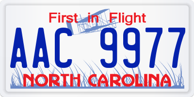 NC license plate AAC9977