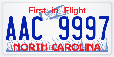 NC license plate AAC9997