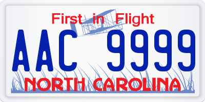 NC license plate AAC9999
