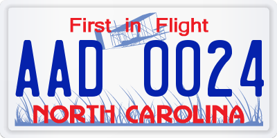 NC license plate AAD0024