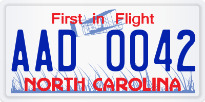 NC license plate AAD0042