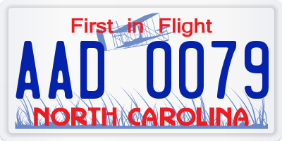 NC license plate AAD0079