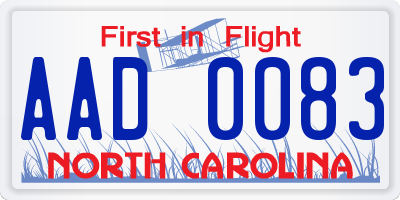 NC license plate AAD0083