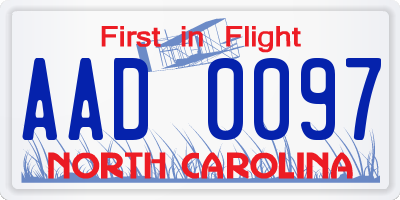 NC license plate AAD0097