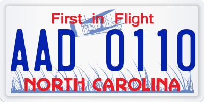 NC license plate AAD0110