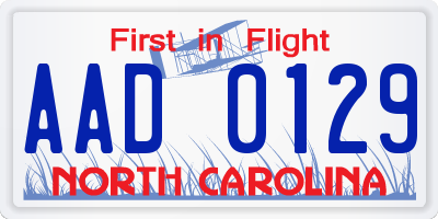 NC license plate AAD0129