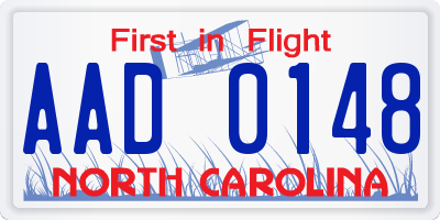 NC license plate AAD0148