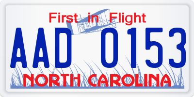 NC license plate AAD0153