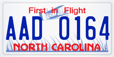 NC license plate AAD0164
