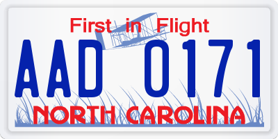 NC license plate AAD0171