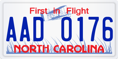 NC license plate AAD0176