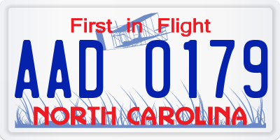 NC license plate AAD0179