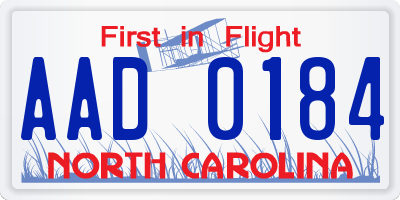NC license plate AAD0184