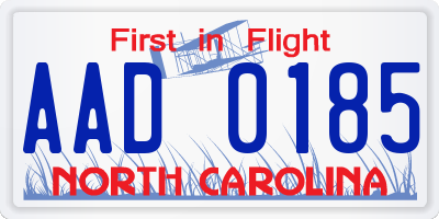 NC license plate AAD0185