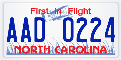 NC license plate AAD0224