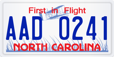 NC license plate AAD0241