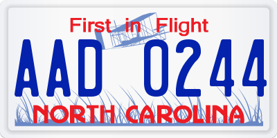 NC license plate AAD0244