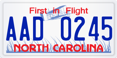 NC license plate AAD0245