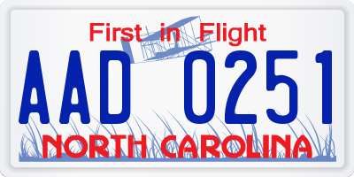 NC license plate AAD0251