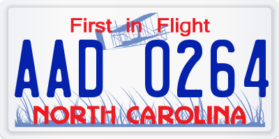 NC license plate AAD0264