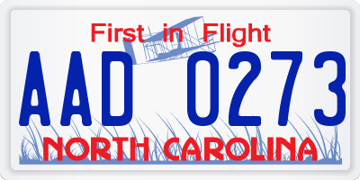 NC license plate AAD0273