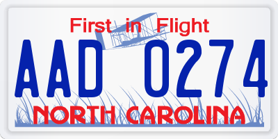 NC license plate AAD0274