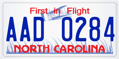 NC license plate AAD0284