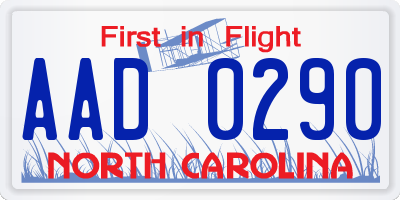 NC license plate AAD0290