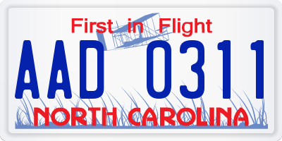NC license plate AAD0311