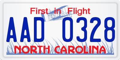 NC license plate AAD0328