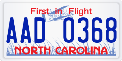 NC license plate AAD0368