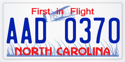 NC license plate AAD0370