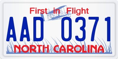 NC license plate AAD0371