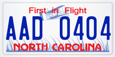 NC license plate AAD0404