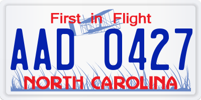 NC license plate AAD0427