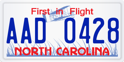 NC license plate AAD0428
