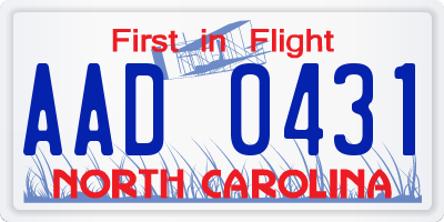 NC license plate AAD0431