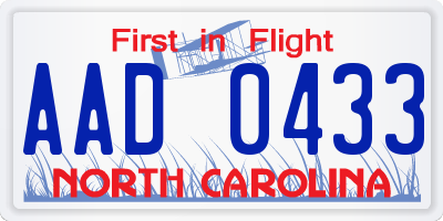 NC license plate AAD0433