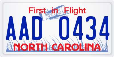 NC license plate AAD0434