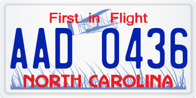 NC license plate AAD0436