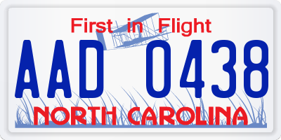 NC license plate AAD0438