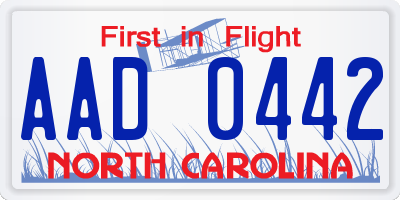 NC license plate AAD0442
