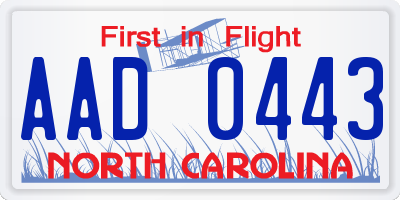 NC license plate AAD0443