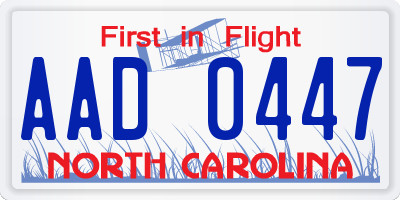 NC license plate AAD0447