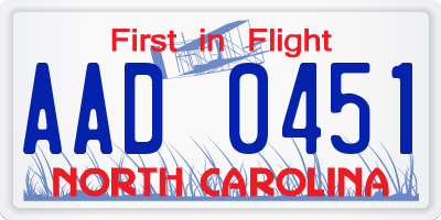NC license plate AAD0451