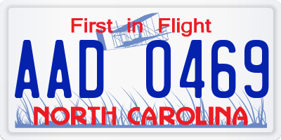 NC license plate AAD0469