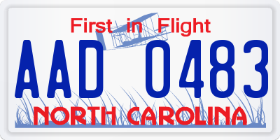 NC license plate AAD0483