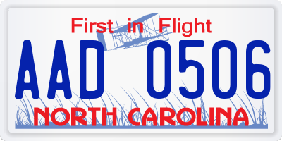 NC license plate AAD0506