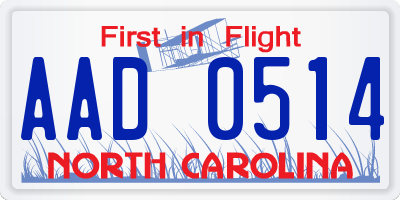NC license plate AAD0514