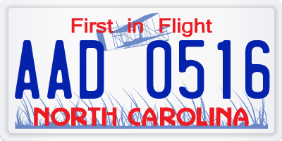 NC license plate AAD0516
